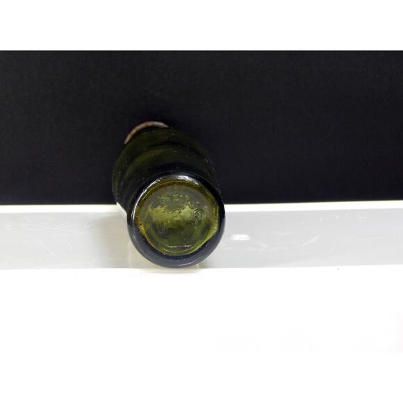 Antique Light Olive Green Lady Leg Sample Whiskey Bottle NB136 w/ wire bail lid - Picture 3 of 3